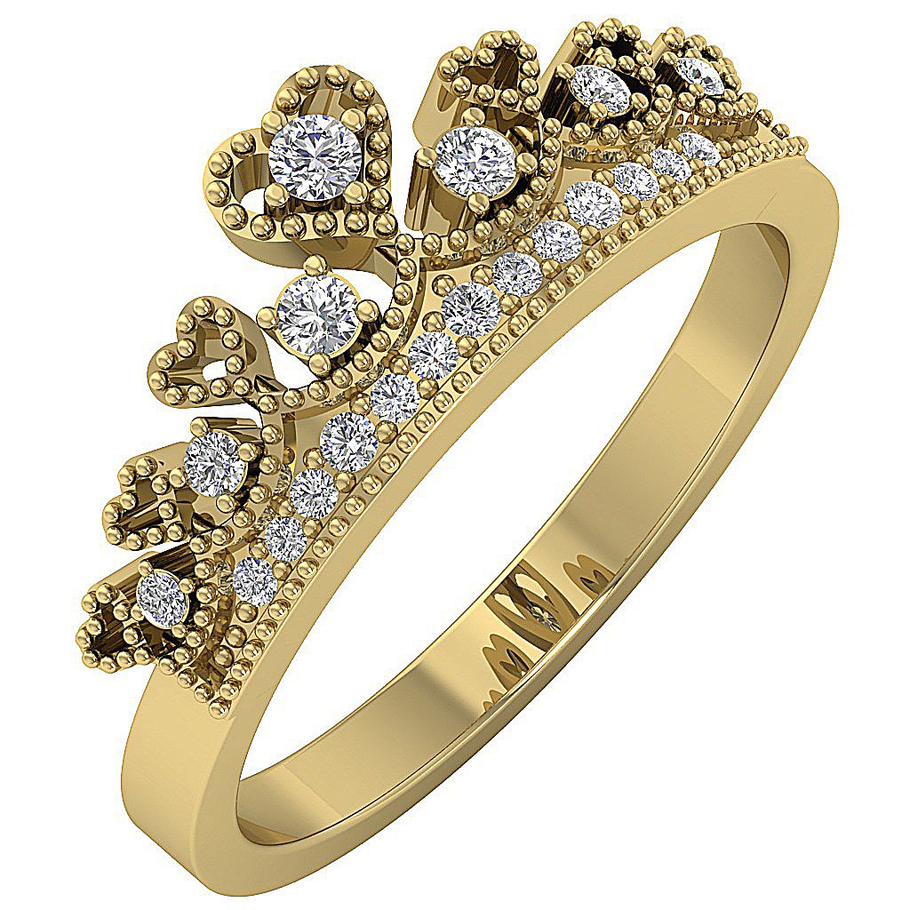 Crown Wedding Ring I1 G 0.25 Ct Genuine Diamond Prong Set 14k White Gold 7.85 MM