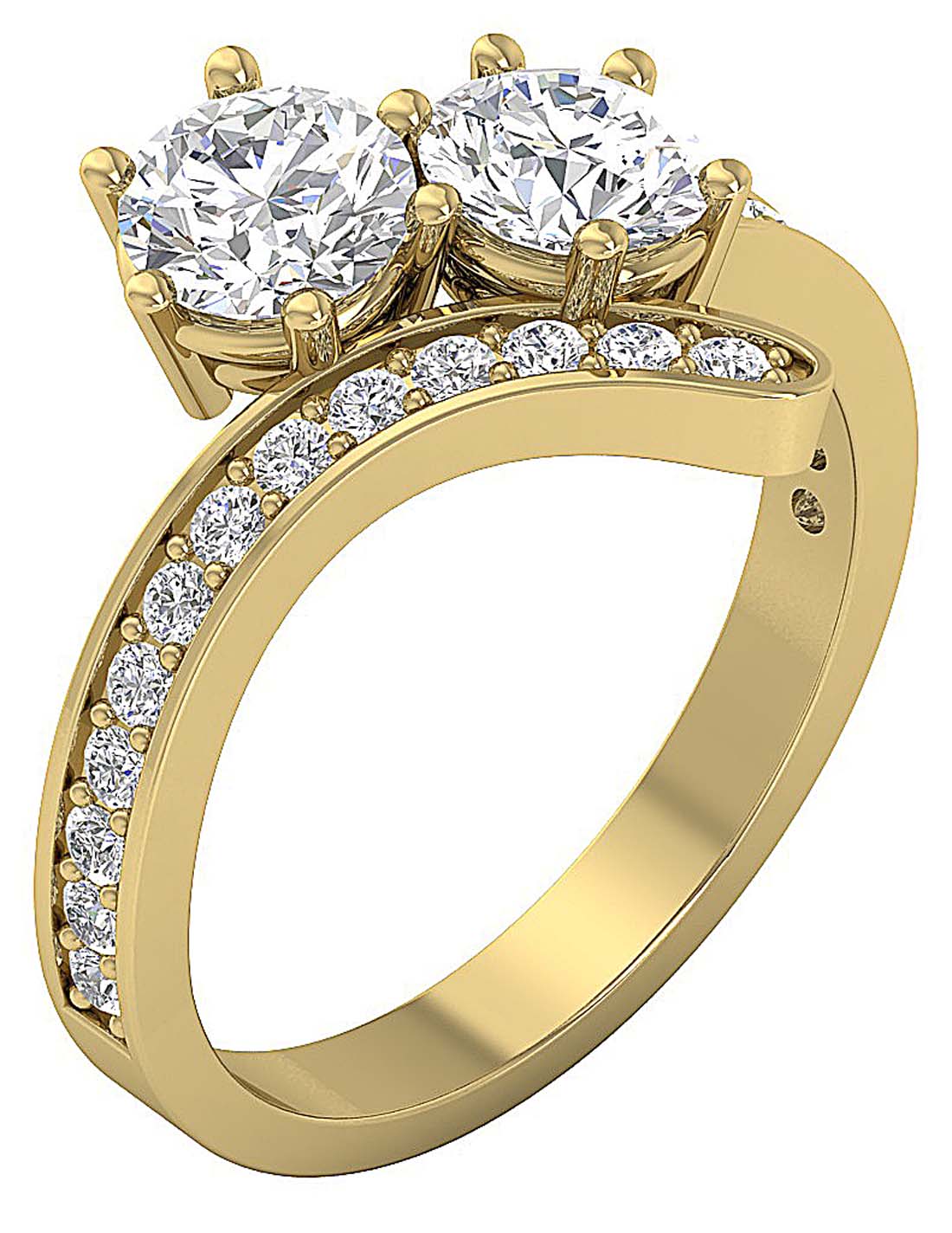 I1 G 2.10 Ct Forever Us Two Stone Solitaire Wedding Ring Genuine Diamond 14k Yellow Gold