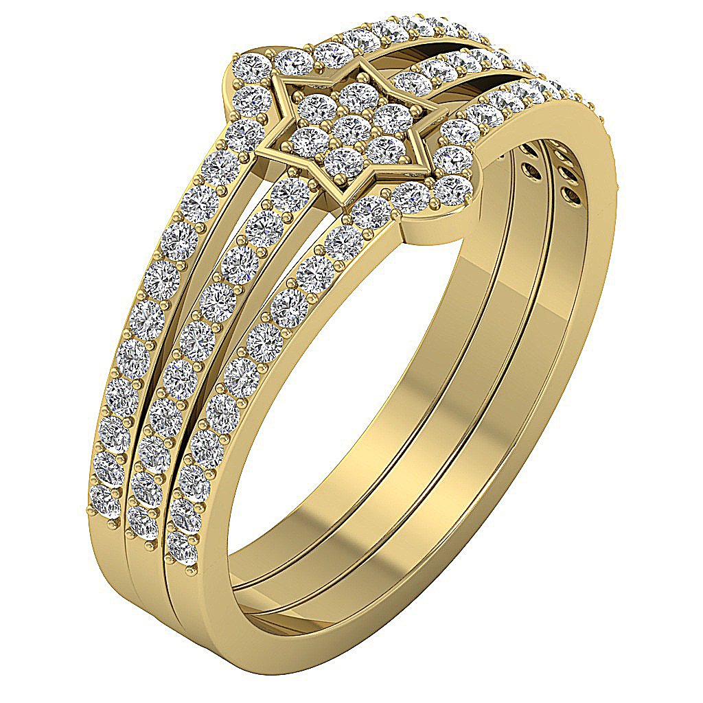 2 Tone Engagement Fashion Diamond Ring 14K Solid Gold SI1 G 0.85 Ct 10.00 MM