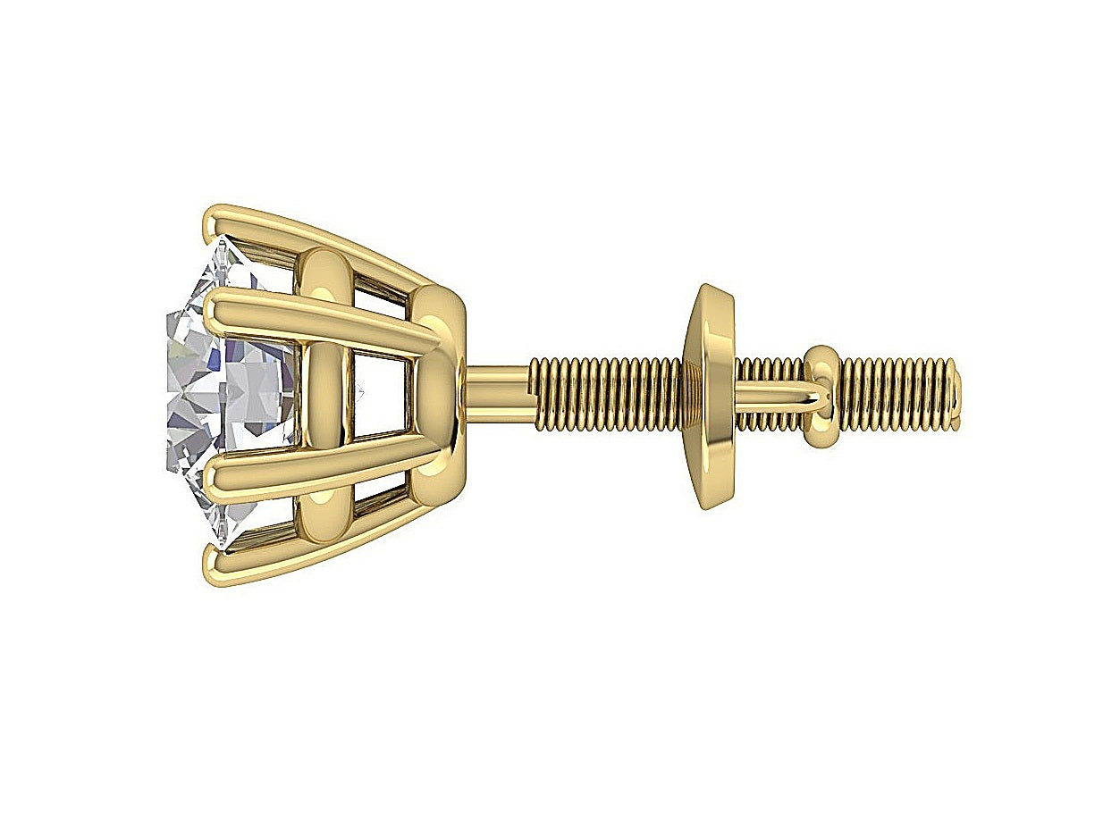 YellowGold6ProngSetSinglePicStud