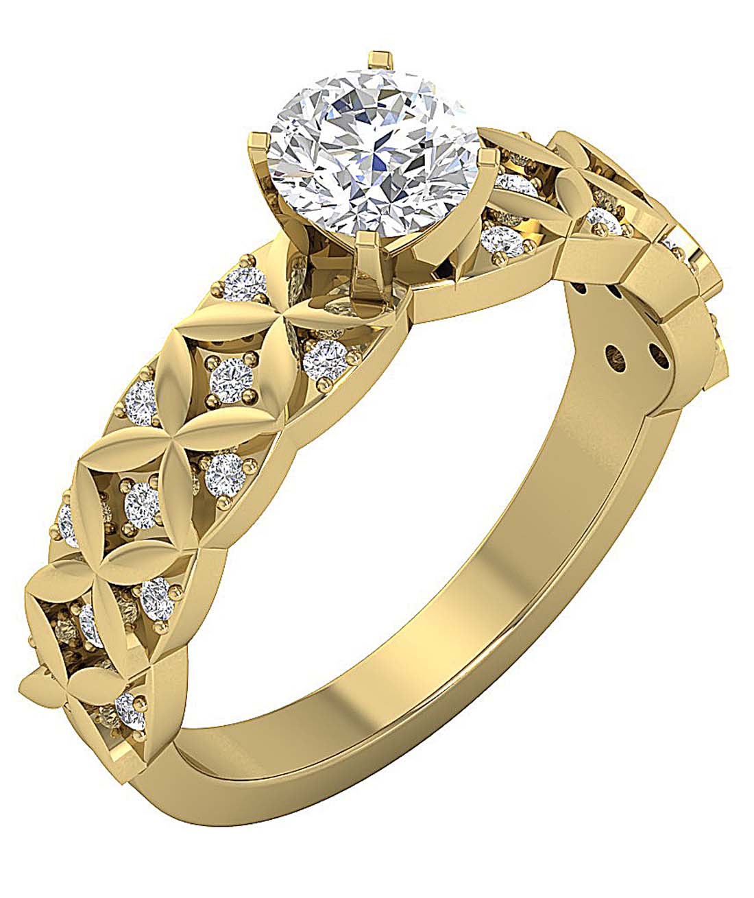 I1 G 1.10 Ct Genuine Diamond Designer Solitaire Wedding Ring 14k Yellow Gold Prong Set