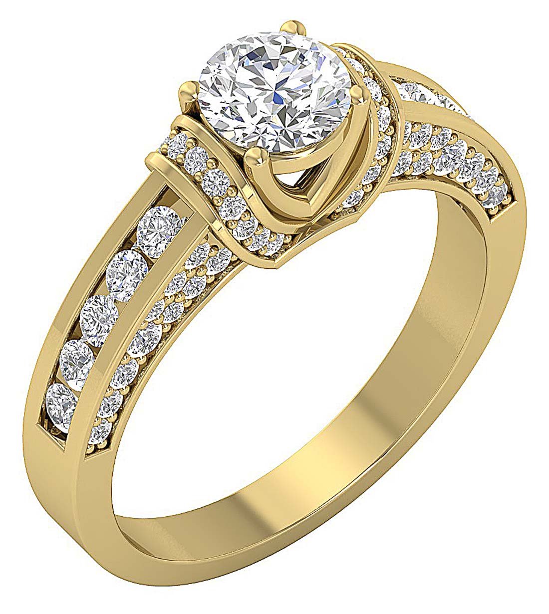 Designer Wedding Natural Diamond Ring 14K Solid Gold Round Cut SI1 G 1.75 Carat