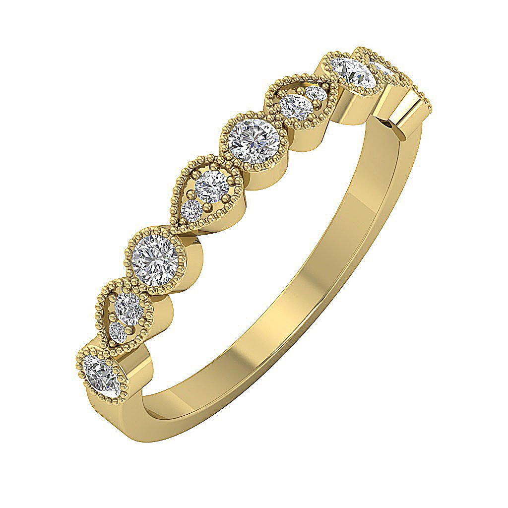 Wedding 14K Solid Gold Milgrain Prong Set Ring SI1 G 0.50 Ct Genuine Diamond 3.45MM