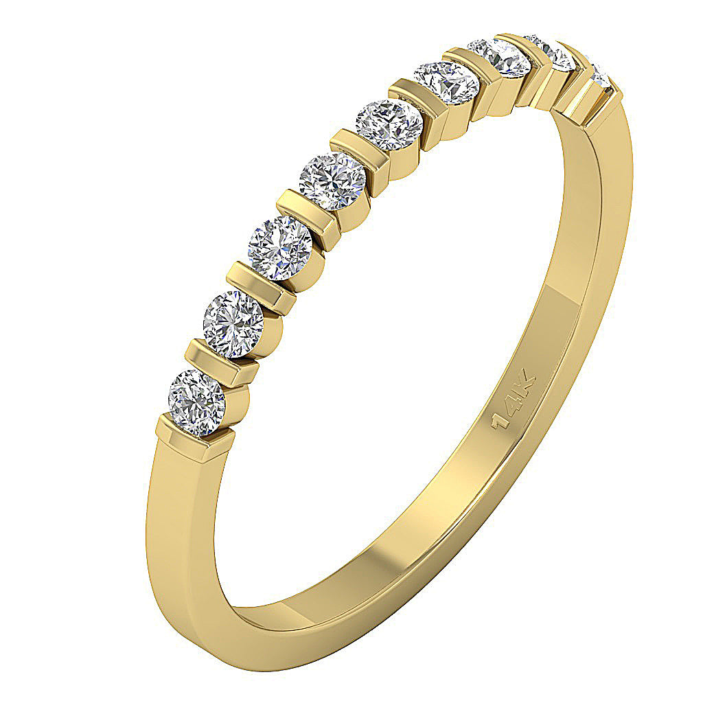 14k Solid Gold Fashion Engagement Ring Genuine Diamond I1 G 0.60 Ct Bar Set