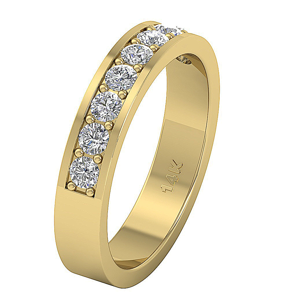 Anniversary Ring Round Diamond I1 G 0.90 Ct 14K White Gold Pave Channel Set