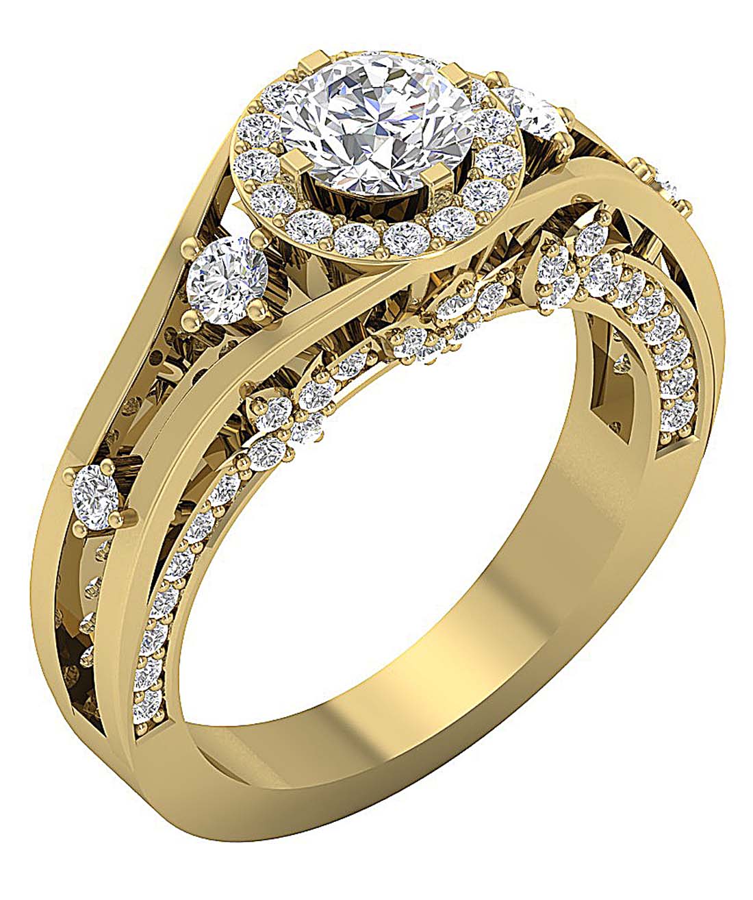 Fashion Genuine Natural Diamond Ring SI1 G 2.00 Ct Prong Set Solid Gold 9.10MM
