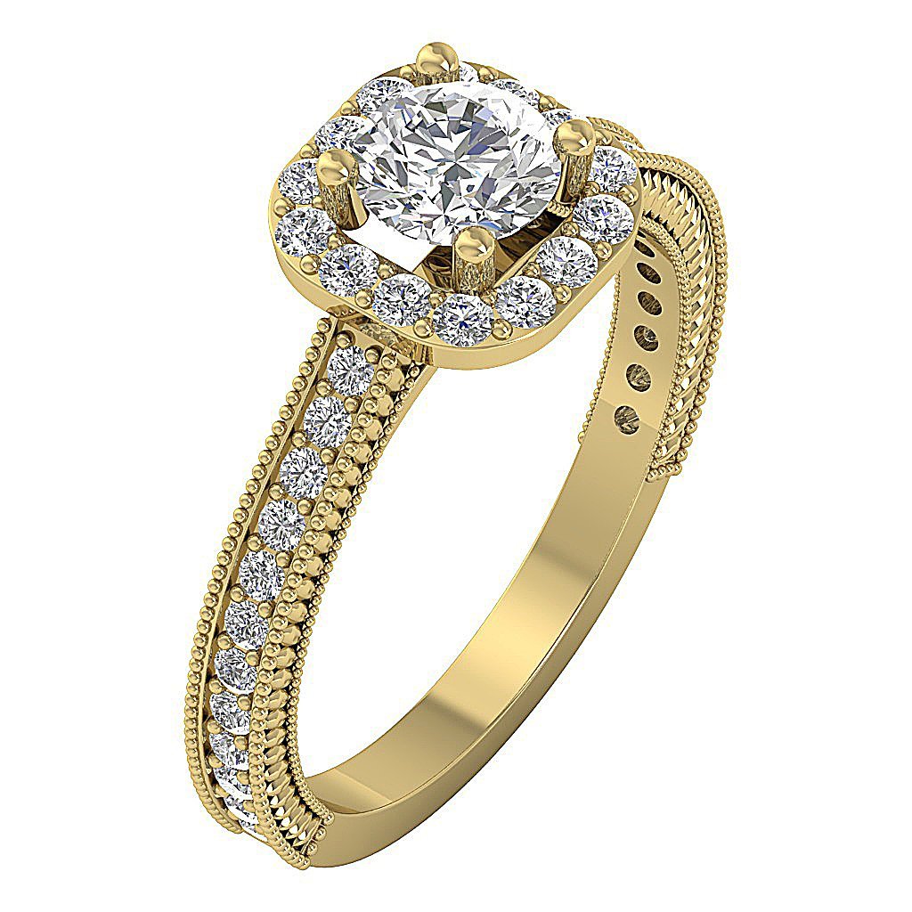 9.30 MM Accent Solitaire Wedding Ring Genuine Diamond I1 G 1.50 Carat 14k White Gold Prong Pave Set