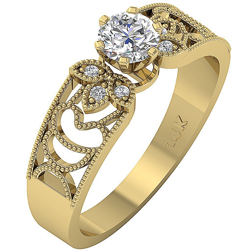 Prong Set Solitaire Wedding Ring Genuine Diamond SI1 G 0.50 Ct 14k Solid Gold 5.40 MM