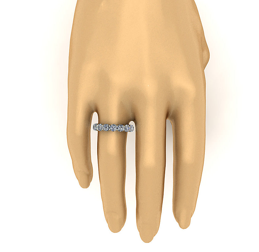 Round Cut Diamond Eternity Band Prong Set I1 G 4.00 Carat 14K Solid White Gold