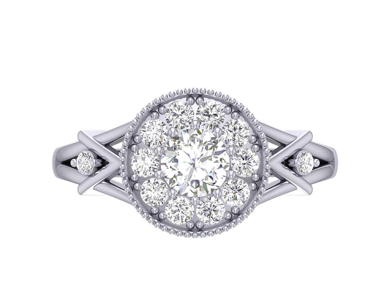 Diamond For Good Halo Engagement Solitaire Ring SI1 G 1.10 Carat Genuine Diamond 14K Gold