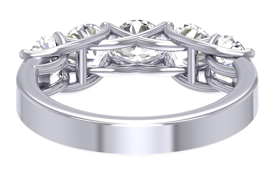 2.50 Carat Five Stone Engagement Wedding Ring SI1 G Round Cut Diamond 14K Gold