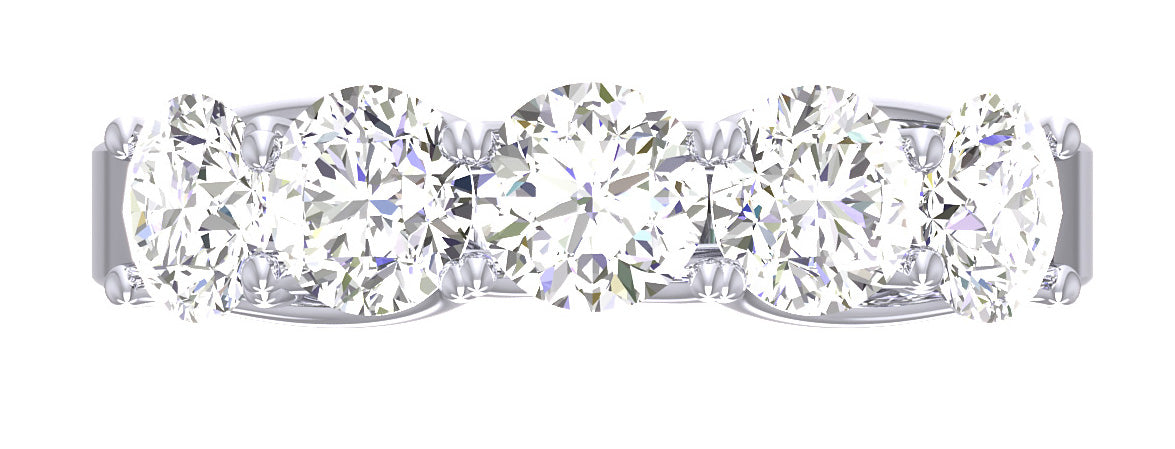 2.50 Carat Five Stone Engagement Wedding Ring SI1 G Round Cut Diamond 14K Gold
