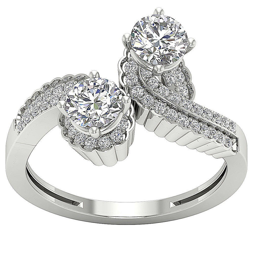 14k Yellow Gold Forever Us Two Stone Engagement Ring Natural Diamond SI1 G 1.50 Ct Prong Set