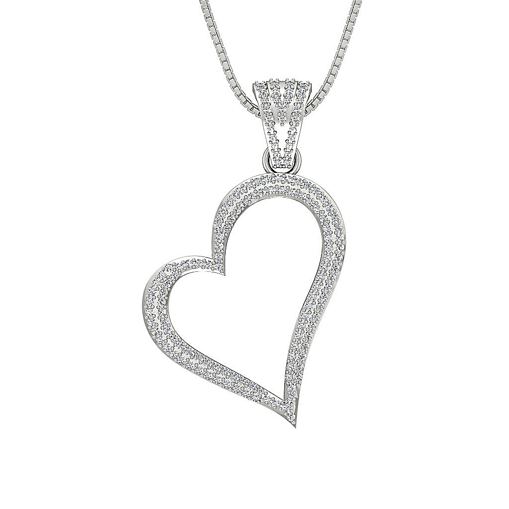 The Anderson Love Of Heart Pendant Natural Diamond 14K Solid Yellow Gold Pave Set