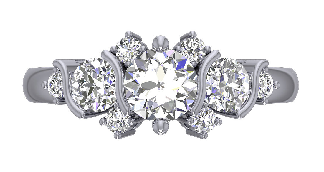 Genuine Diamond Designer Vintage Wedding Ring SI1 G 1.50 Ct 14k White Gold Prong Set