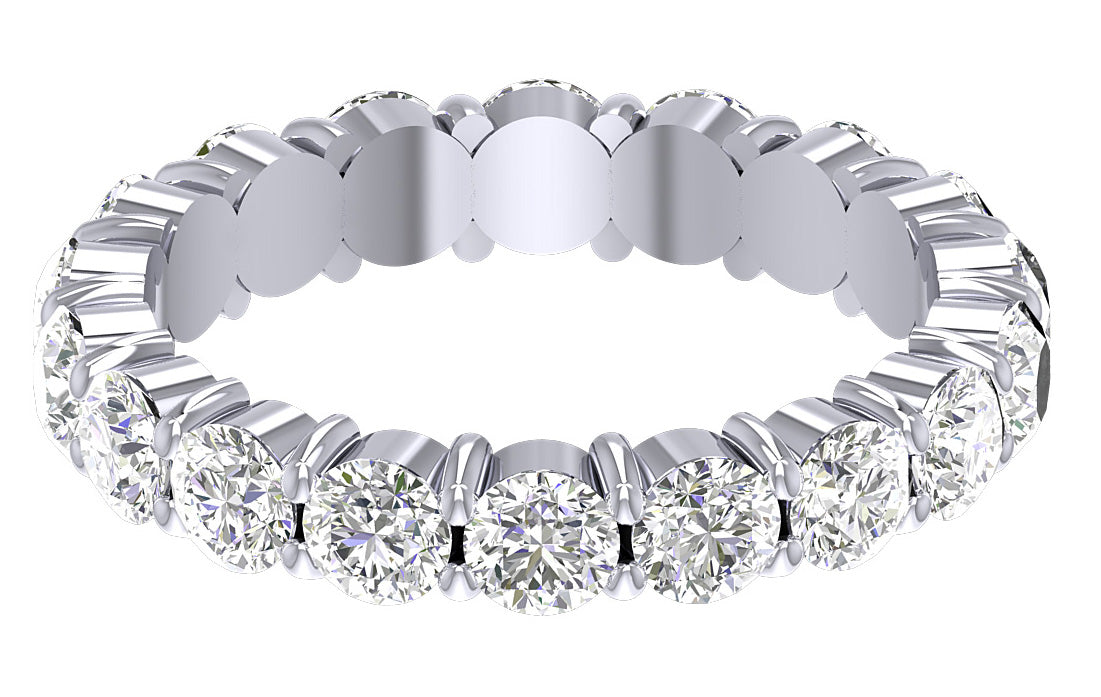 14K gold Eternity Ring Round Cut Diamond SI1 G 3.00 Carat Prong Set