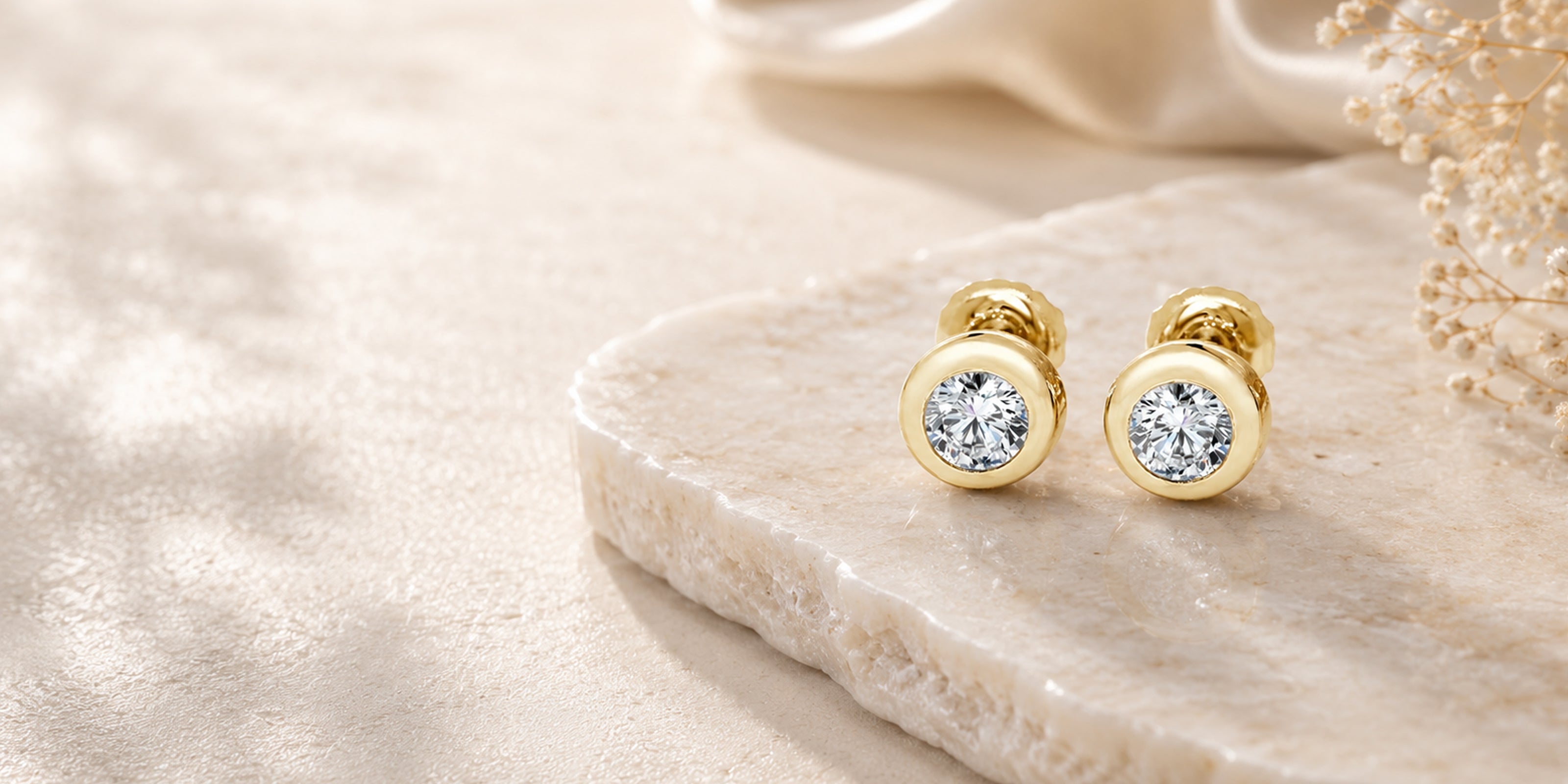 Bezel Set Diamond Earrings Studs