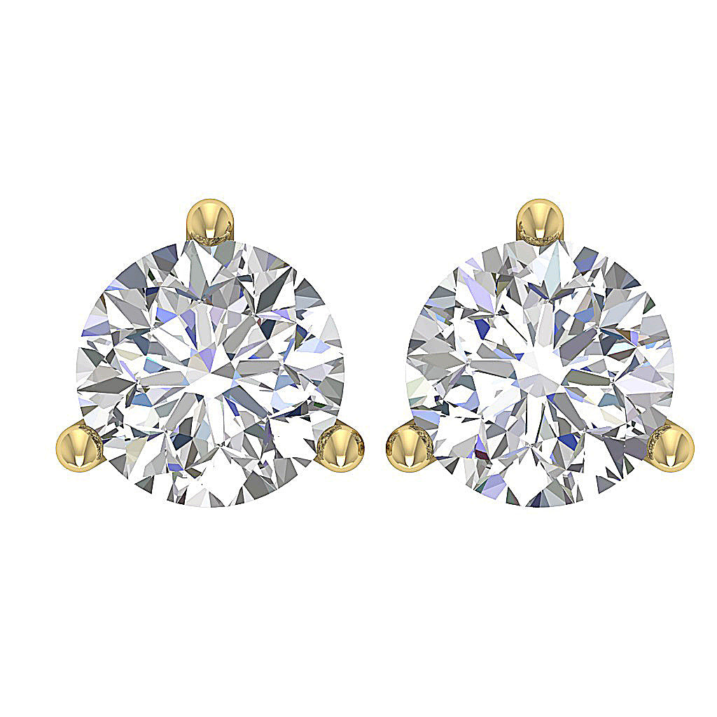 Solitaire Studs Earrings VS F 1.50-2.50 Ct Lab Grown Diamond 14k Solid Gold