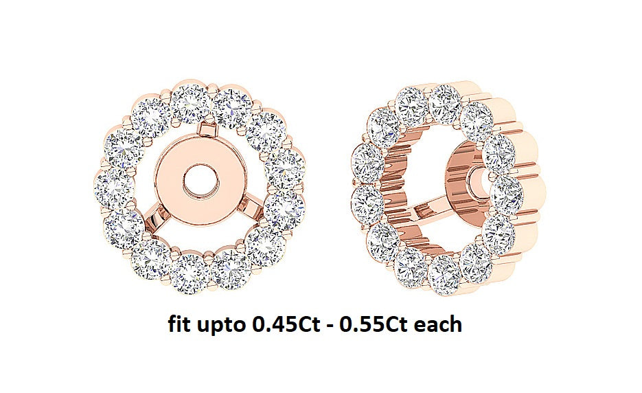 The Mia Prong Set Genuine Diamond Removable Jacket Earring 14K Rose Go