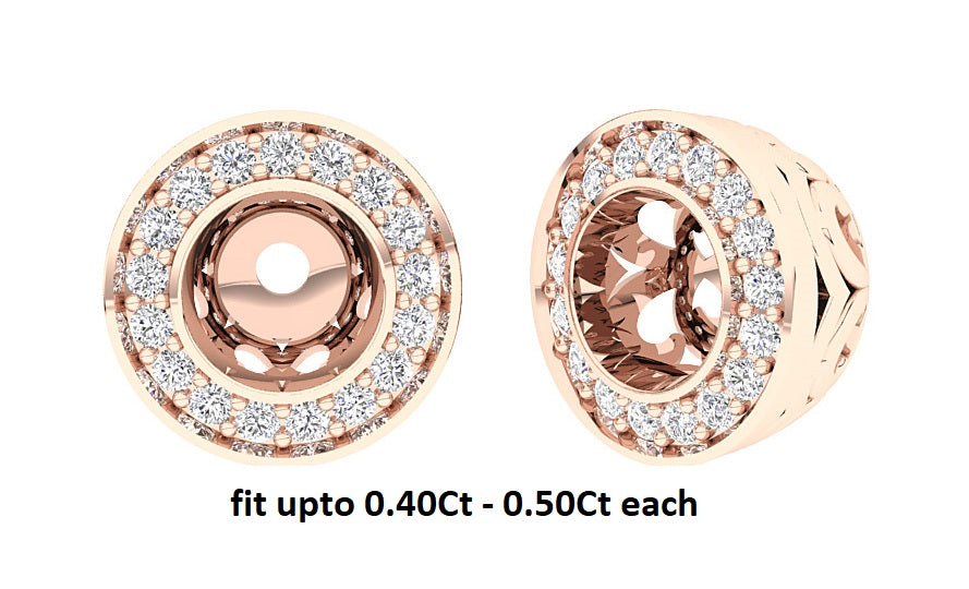 I1/SI1/VS1/VVS1 0.30Ct Prong Set Natural Diamond Jacket Earring 14K Ro