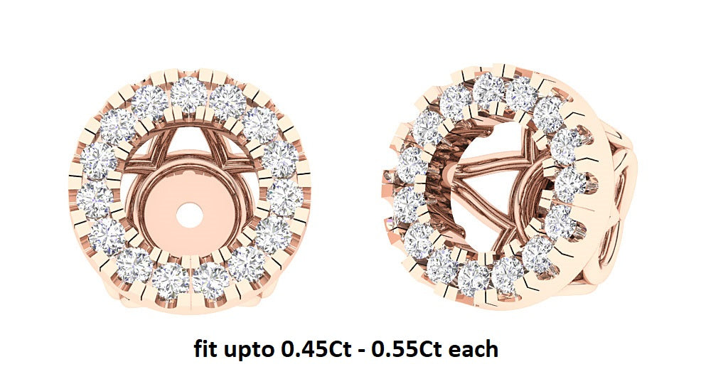 I1/SI1/VS1/VVS1 0.45Carat Genuine Diamond Jacket Earring 14K Rose Gold