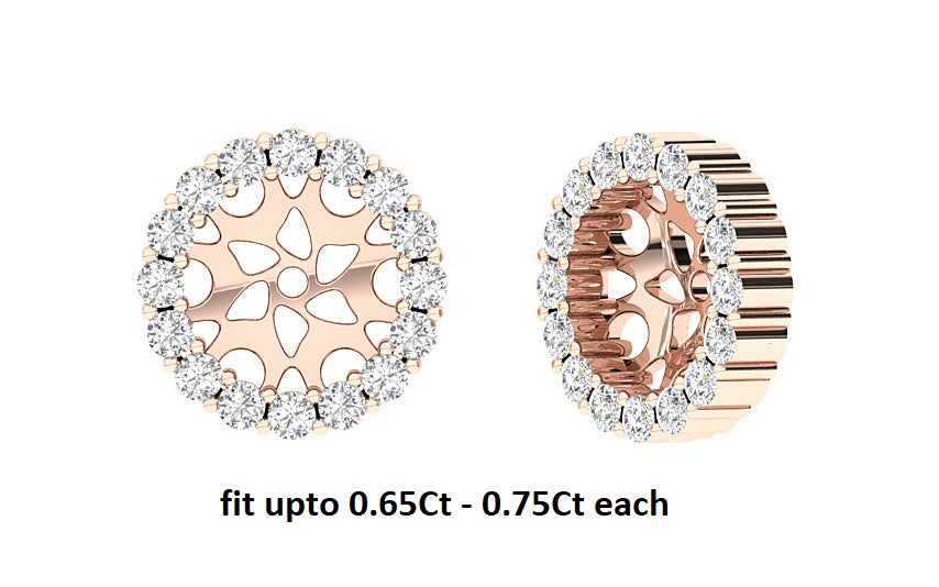 I1/SI1/VS1/VVS1 0.60Ct Jacket Earring Round Cut Diamond 14K Rose Gold