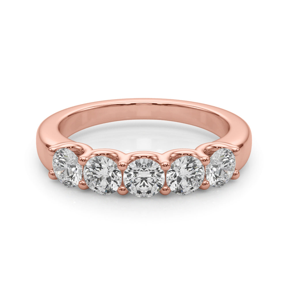 VS-F Lab Grown Diamond 5-Stone U-Prong Wedding Ring in 14K Rose Gold