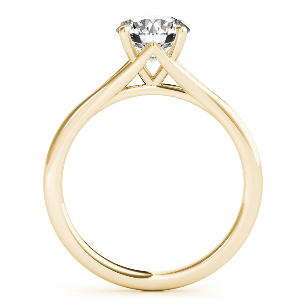 Angled view of Round Lab Grown Diamond ring in 14K Yellow Gold