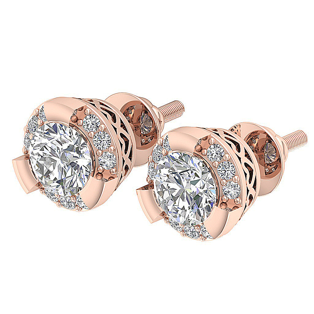 14kRoseGoldGenuineDiamondEarring