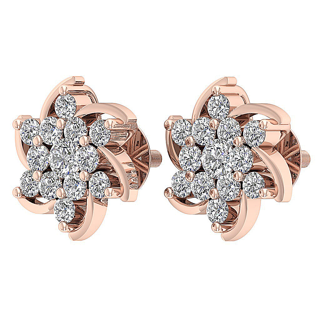 14kRoseGoldGenuineDiamondEarring