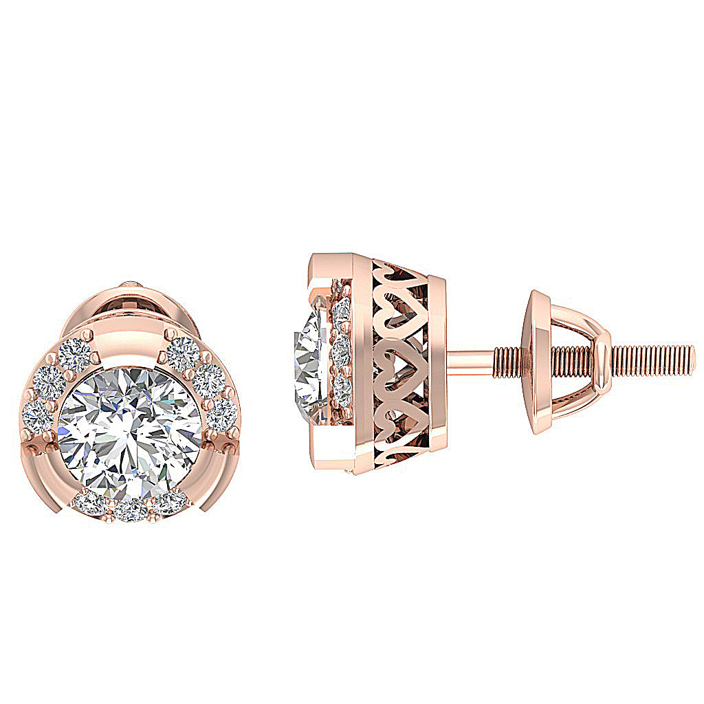 14kRoseGoldGenuineDiamondEarring