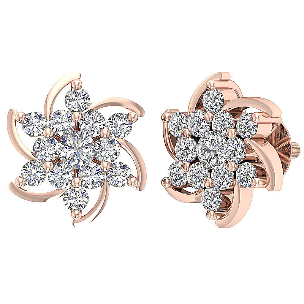 14kRoseGoldGenuineDiamondEarring