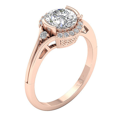 14kRoseGoldRoundDiamondSolitaireWeddingRing