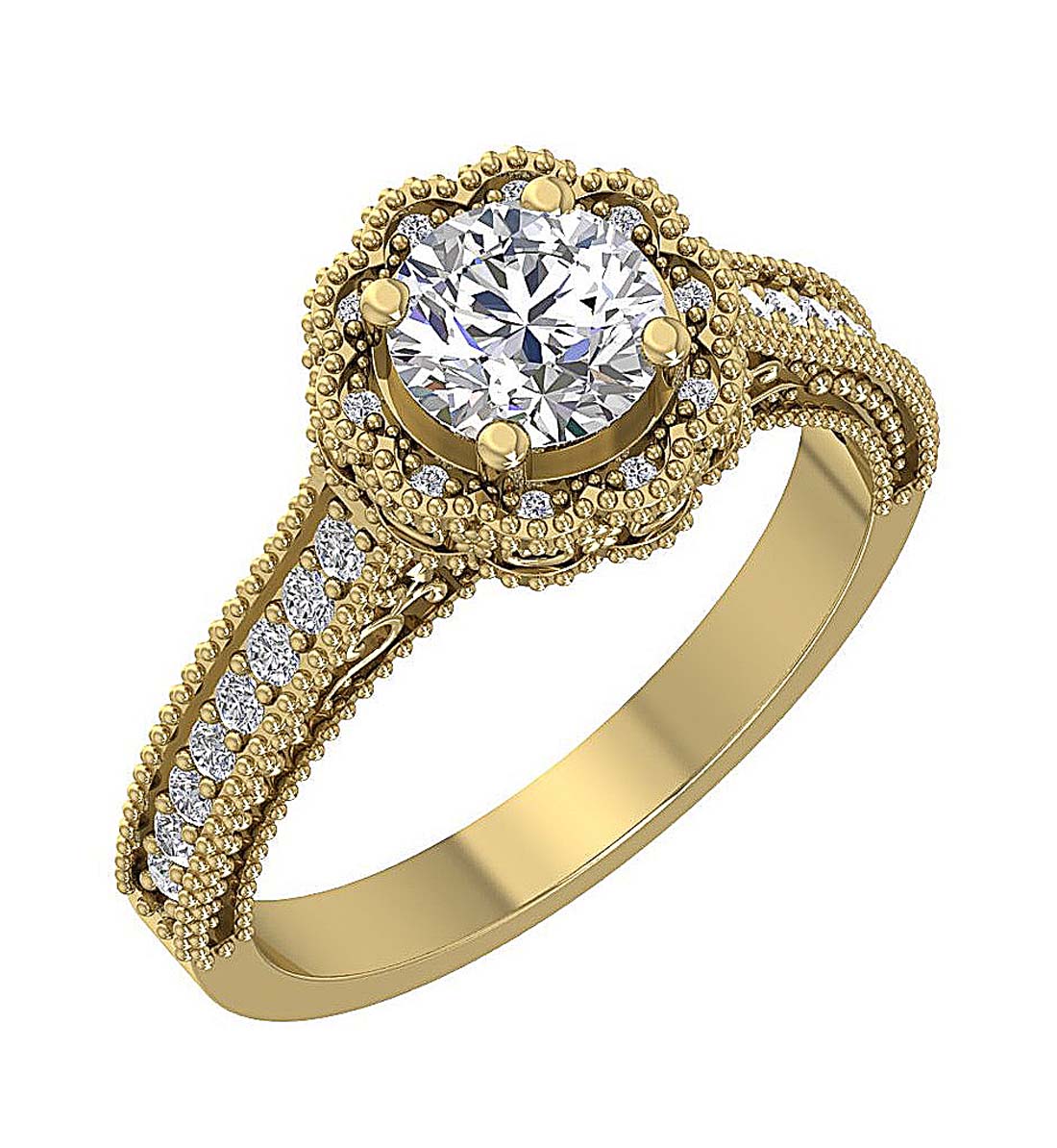 SideView14kYellowGoldDesignerSolitaireRing