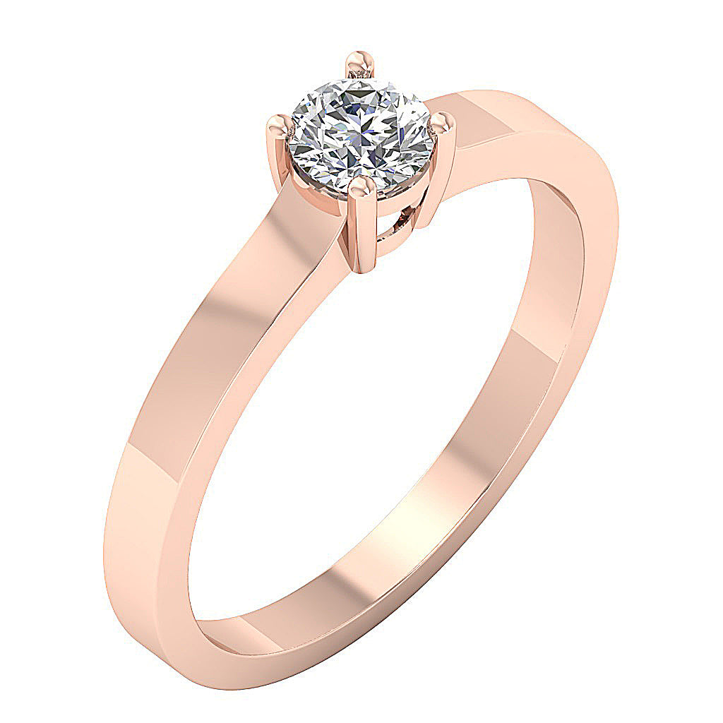 0.50 Carat Natural Round Cut Diamond Solitaire Engagement Ring in 14k/18k Yellow Gold