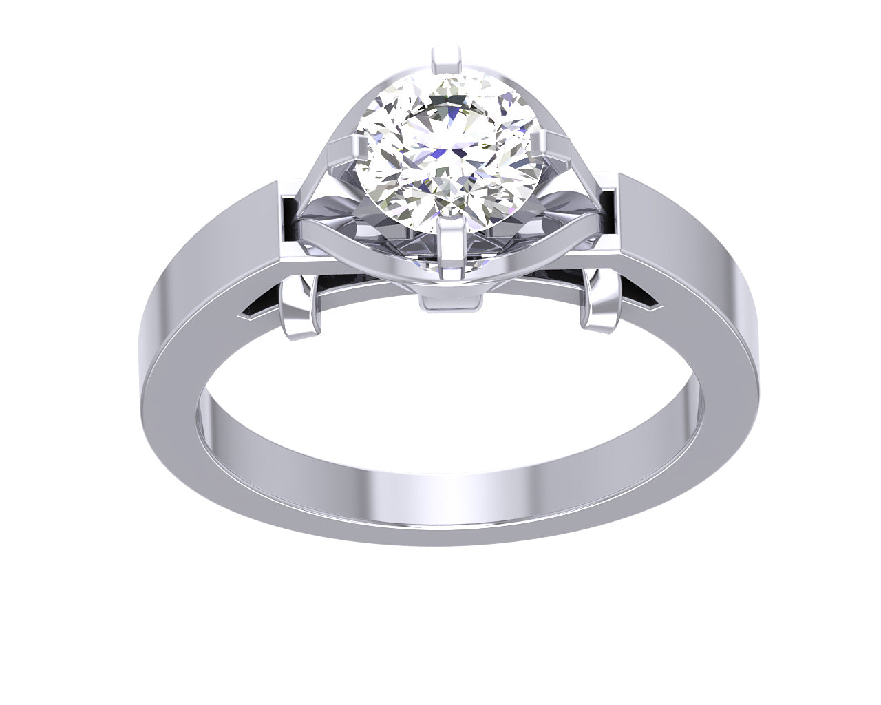 14kWhiteGoldRoundCutDiamondRing