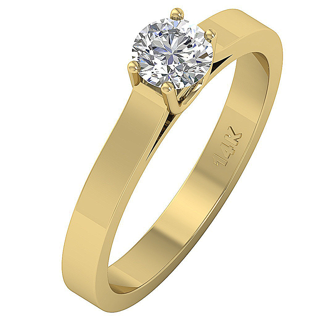 14k Yellow Gold Solitaire Ring Band