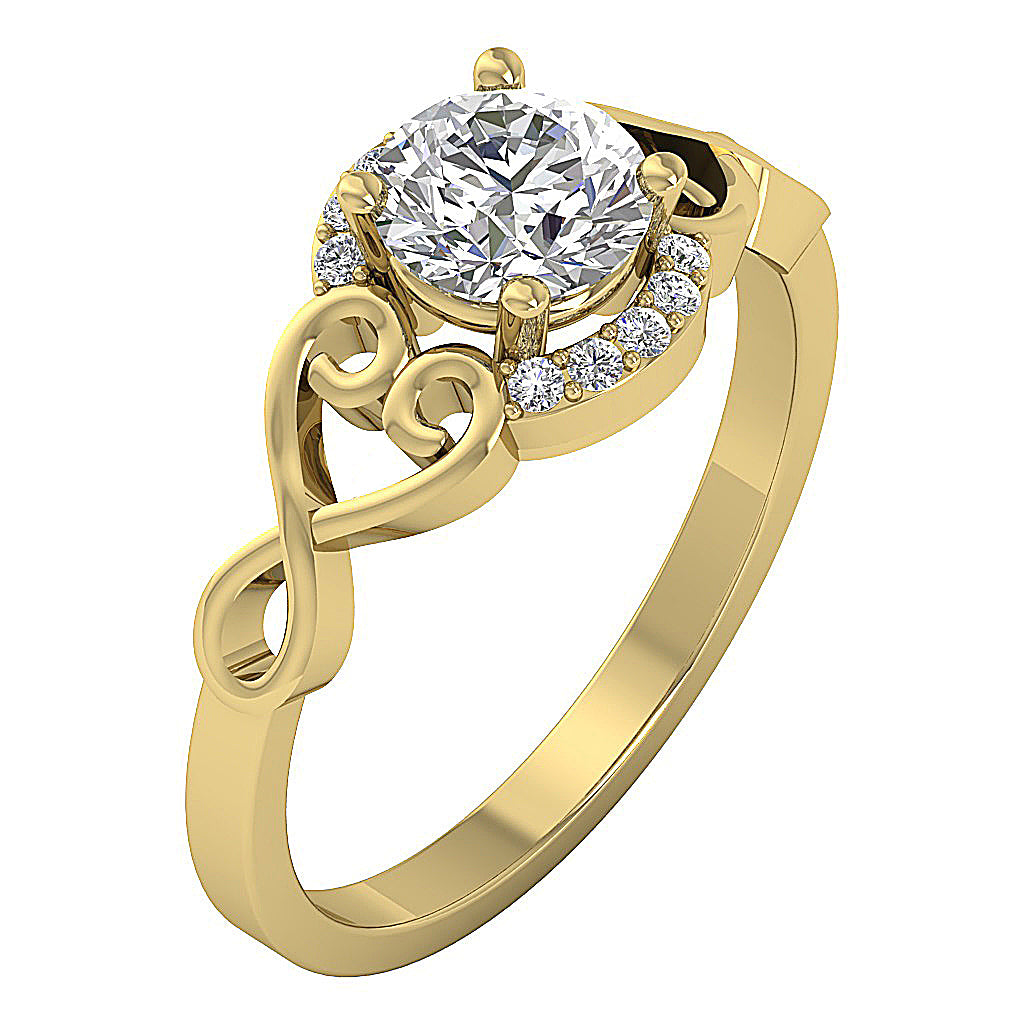 SideView14kYellowGoldDesignerSolitaireRing