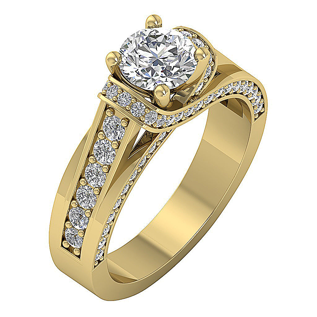 SideView14kYellowGoldDesignerSolitaireRing