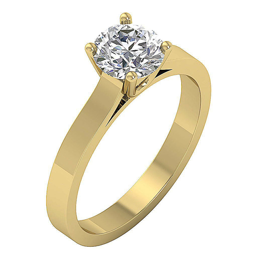 3.50ct Lab Diamond set in 14K Yellow Gold Classic Pipe Band
