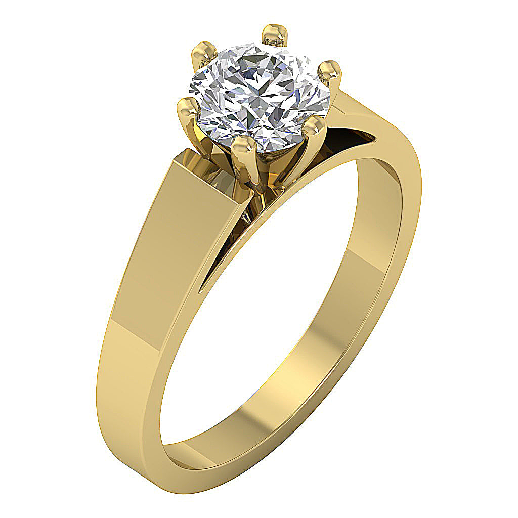 3 carat round lab-grown diamond set in a rich 14K yellow gold band.
