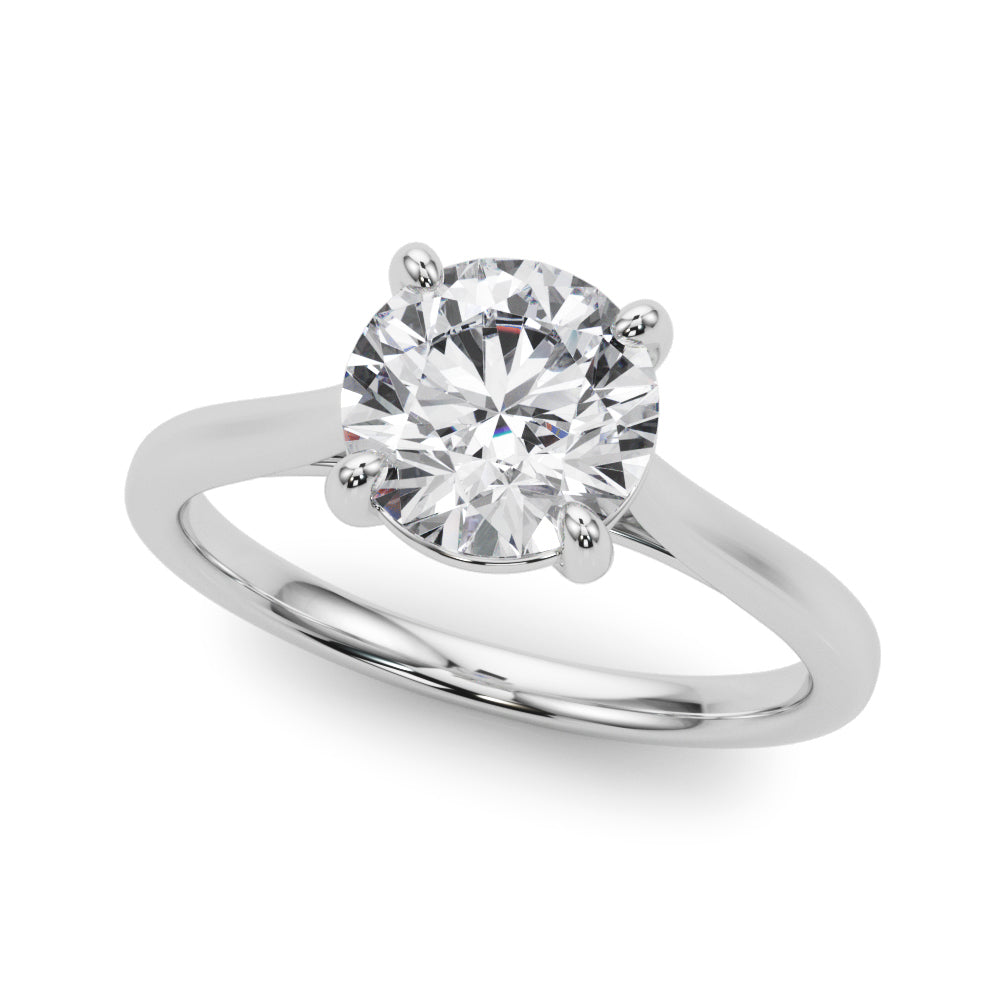 14K white gold 4-prong round lab grown diamond solitaire ring