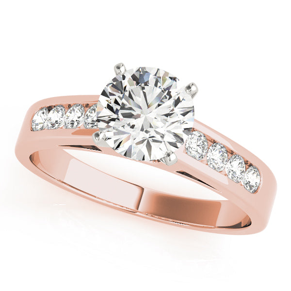 Premium round cut lab created diamond engagement ring in 14k rose gold
