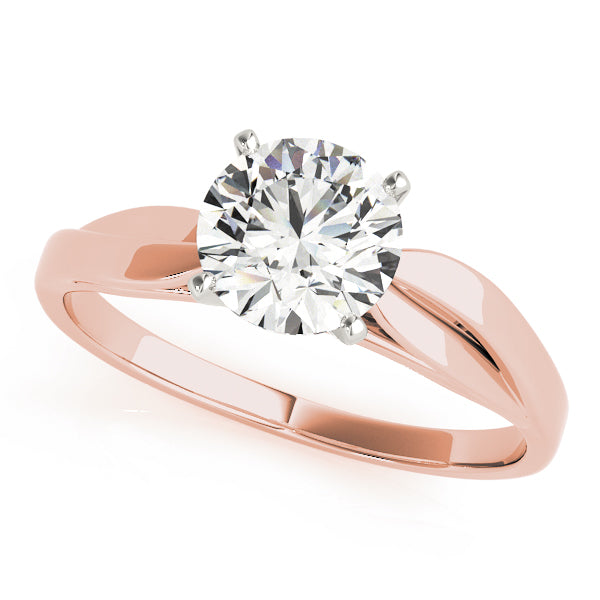 Round cut lab grown diamond engagement ring with elegant rose gold twisted shank