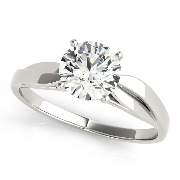 Classic round brilliant lab created diamond solitaire ring with modern bypass band in 14k white gold