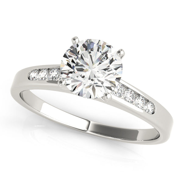 Classic round brilliant lab grown diamond solitaire accent ring in 14k white gold