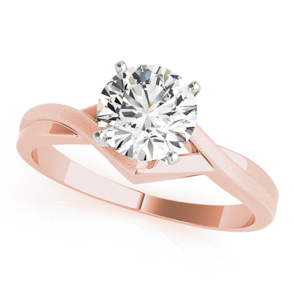 Textured-Frosted-Bypass-Diamond-Solitaire-Ring-14K-Rose-Gold-Front-View