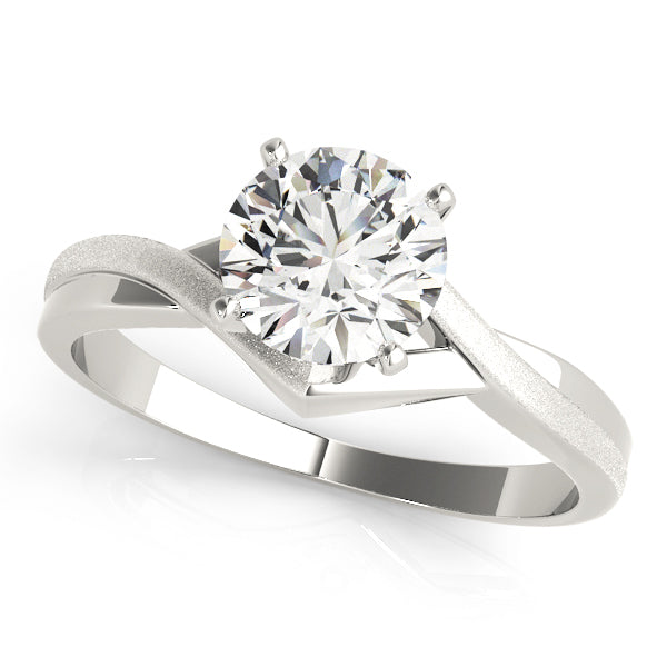 Round-Brilliant-Cut-Solitaire-Ring-White-Gold-Sandblast-Finish-Front-View