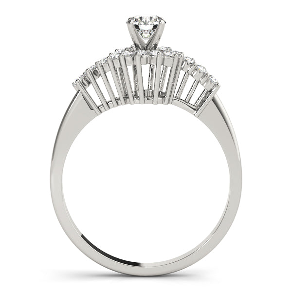 Under-gallery and side structure view of the 14K white gold lab grown diamond ring.
