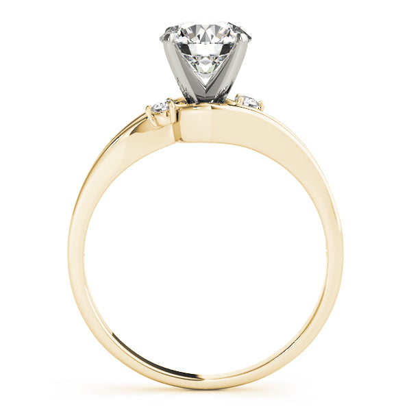 Side profile view of the 14K yellow gold round diamond ring